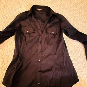 Express Midnight Black Collared Shirt